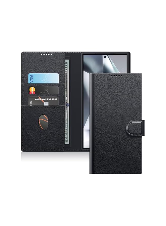 Jetech JETech Wallet Case for Galaxy S24 Ultra 5G, Shockproof PU Leather Magnetic Flip Cover with Card Holder, Stand Feature and Full Camera Protection (Black) - Image 1