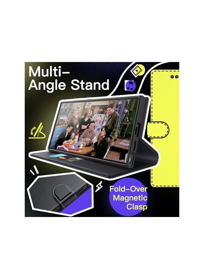 Jetech JETech Wallet Case for Galaxy S24 Ultra 5G, Shockproof PU Leather Magnetic Flip Cover with Card Holder, Stand Feature and Full Camera Protection (Black) - Image 4