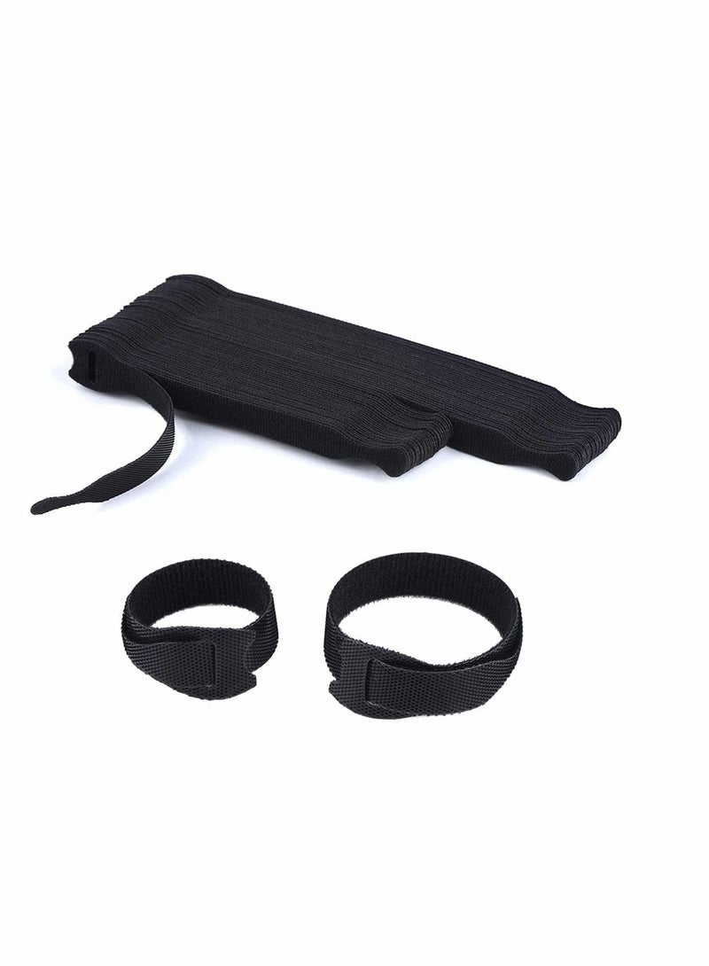 كابتن تيك Velcro strap Cable Tie, 60Pcs Black Reusables Premium Nylon Adjustable Wire Ties Cable Straps, for Cord Management and Desk or Office Organization, 6 inch and 8 inch... - Image 1