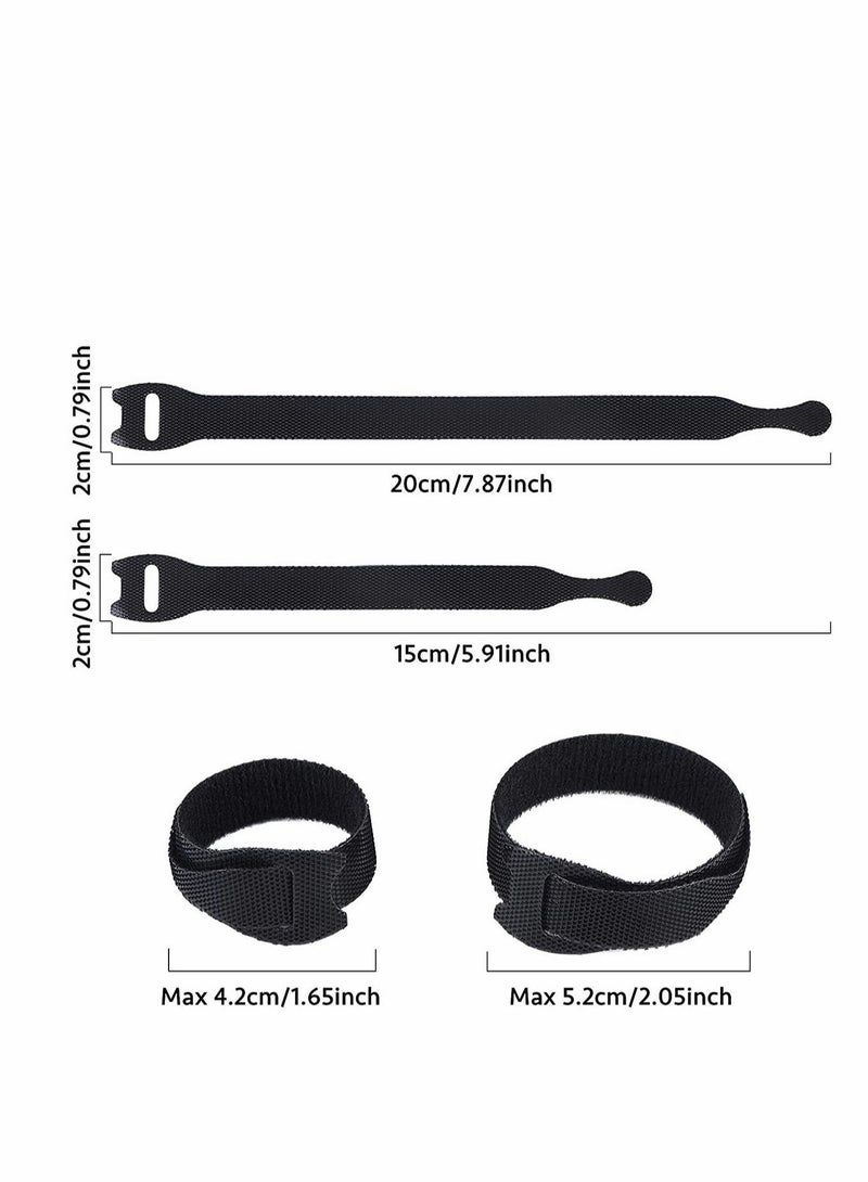 كابتن تيك Velcro strap Cable Tie, 60Pcs Black Reusables Premium Nylon Adjustable Wire Ties Cable Straps, for Cord Management and Desk or Office Organization, 6 inch and 8 inch... - Image 2