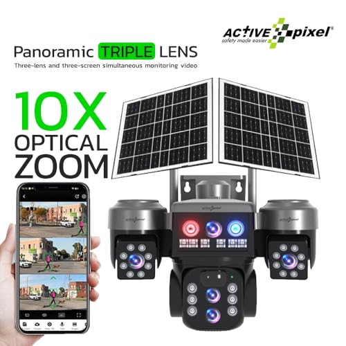 Active Pixel 4G Solar Powered 4MP CCTV 10X Zoom, Triple Camera | PTZ 360° Wireless Outdoor Security Camera | Motion Detection, SIM Card Slot, 2-Way Audio, IP66 Waterproof - G16 (3Cam 10x Zoom) - Image 2
