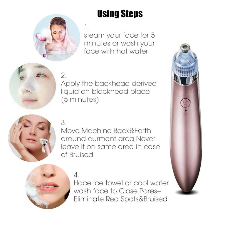 Spaceshoop Facial Pore Cleaner Blackhead Vacuum Suction Remover,Electric Facial Pore Cleanser Blackhead Remover Vacuum Suction Machine - Image 2