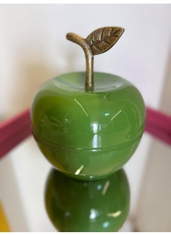 Olive Green Apple Shaped Big Metal Container for Serving ice Cubes or Storing Essentials in The Dining Living or Bedroom Unique Design Ideal Gifting Solution