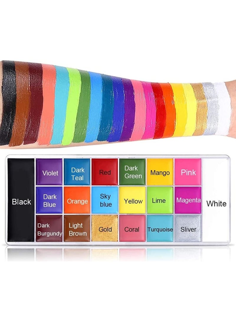 Fankalo 20 Colors Body Face Paint Cosplay Makeup Palette Kit with 10 Brushes and 30 Different Stencils and 1 Palette, Professional Face Painting Kit for Kids & Adults, Red Black White Special Effects Paints Palette for Halloween - Image 3