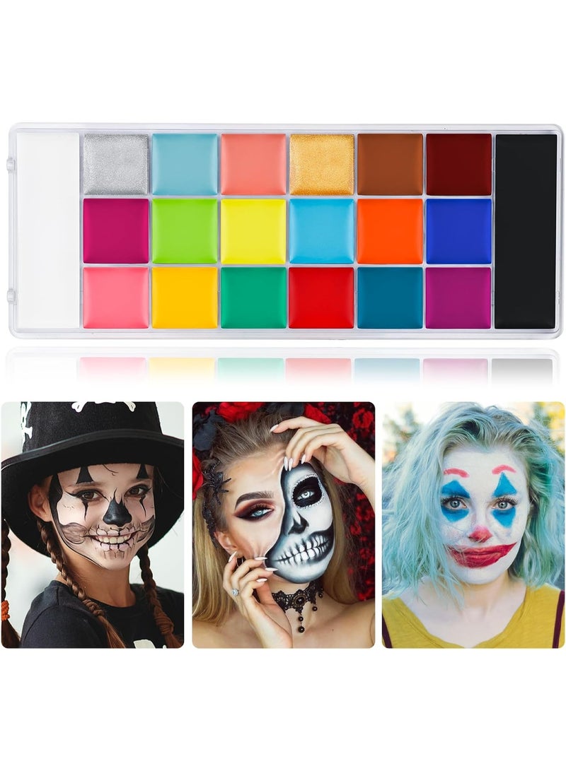 Fankalo 20 Colors Body Face Paint Cosplay Makeup Palette Kit with 10 Brushes and 30 Different Stencils and 1 Palette, Professional Face Painting Kit for Kids & Adults, Red Black White Special Effects Paints Palette for Halloween - Image 4