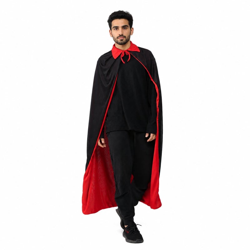 Stand-Up Collar Black and Red Cloak with Various Lengths