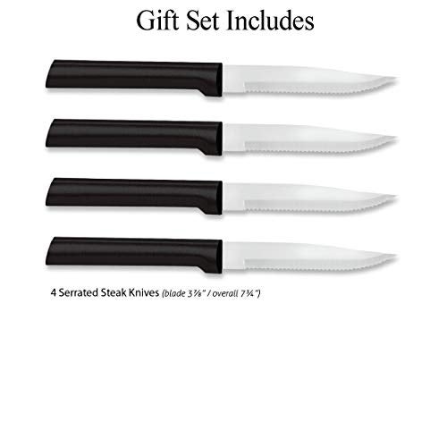 RADA Cutlery 4-Piece Serrated Steak Knife Gift Set (G24S), Stainless Steel Hollow Ground Blades, Made in USA, Black Handles - Image 2