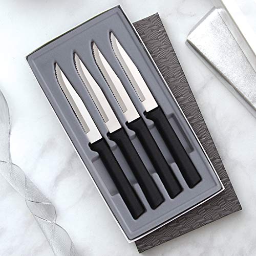 RADA Cutlery 4-Piece Serrated Steak Knife Gift Set (G24S), Stainless Steel Hollow Ground Blades, Made in USA, Black Handles - Image 3