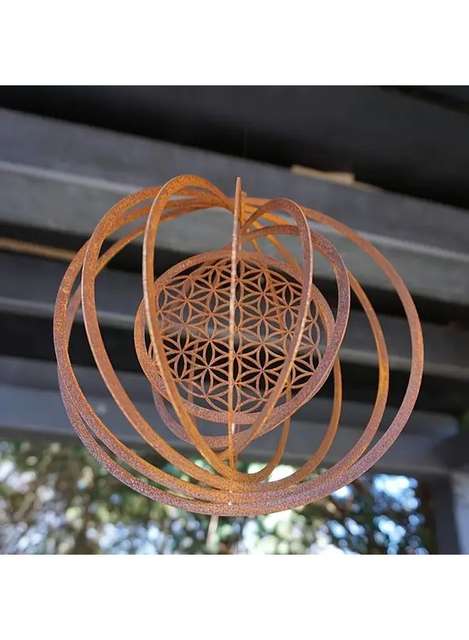 Style A Rustic Iron Garden Wind Spinner 9.45 Inch Spiral Hanging Ornament Weather Resistant Indoor Outdoor Decor - Image 2
