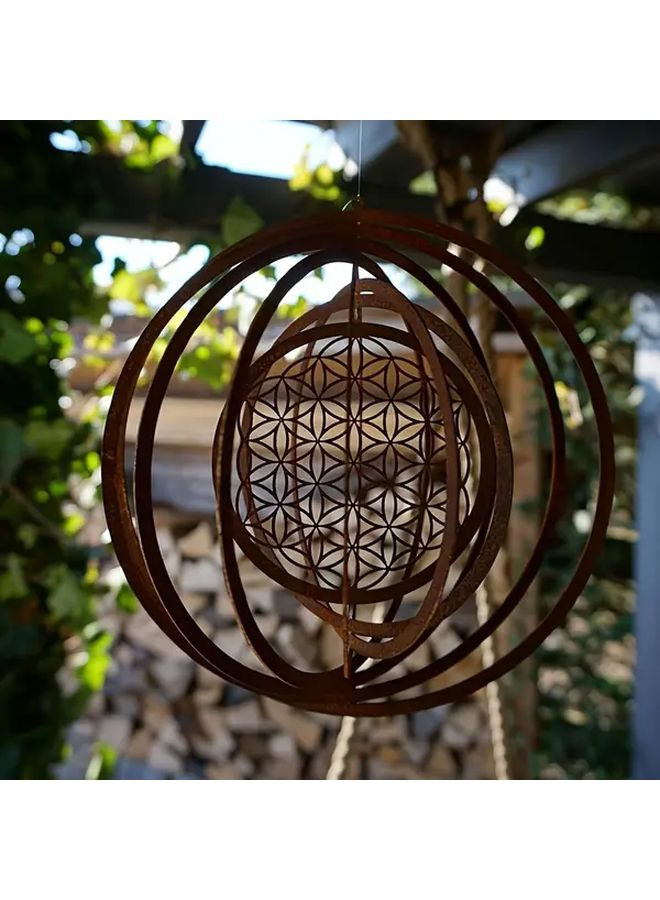 Style A Rustic Iron Garden Wind Spinner 9.45 Inch Spiral Hanging Ornament Weather Resistant Indoor Outdoor Decor - Image 5