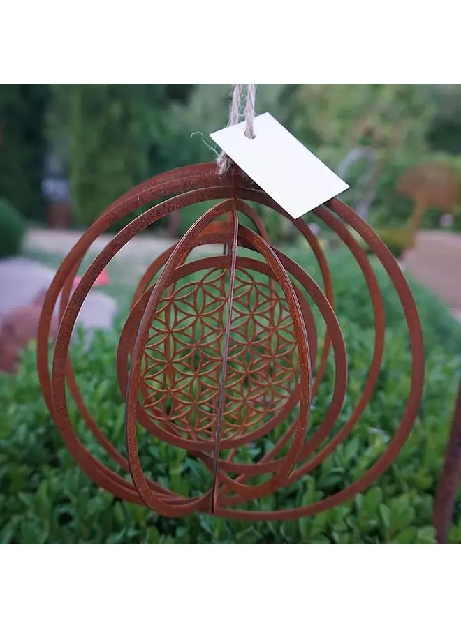 Style A Rustic Iron Garden Wind Spinner 9.45 Inch Spiral Hanging Ornament Weather Resistant Indoor Outdoor Decor - Image 4