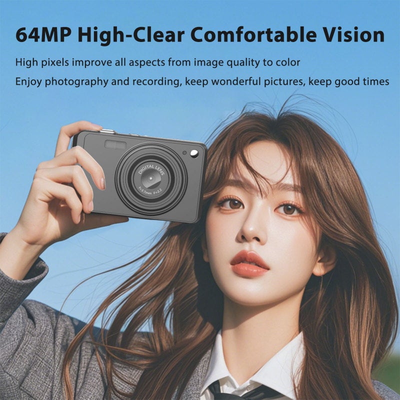 64MP Digital Camera: 4K Video, 16X Zoom, AF Close-Up Technology - 2.88-Inch HD Screen, Compact Vlog Camera for Beginners, Teens, Travel, Outdoor Use - Image 2