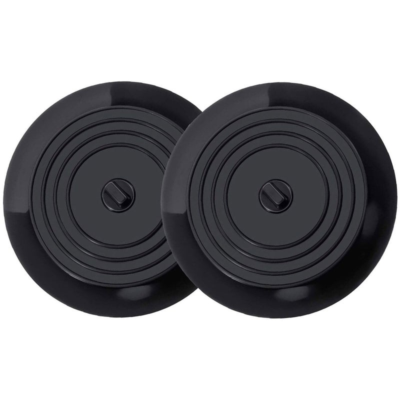 VIGOR PATH Shower Hair Drain Catcher Set of 2 Flat Drain Cover  59 Inches Hair Catcher for Bathroom Silicone Tub Stopper for Sink Kitchen and Laundry Black