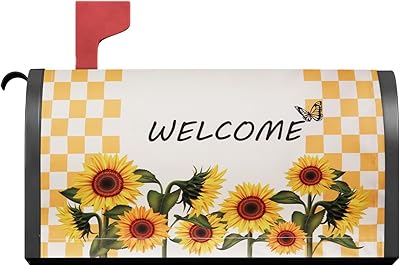 SAVITA SAVITA Magnetic Mailbox Covers, 18x21inch Mailbox Covers Post Box Cover Soft Strip Magnetic Sunflower Welcome Mailbox  - Image 1