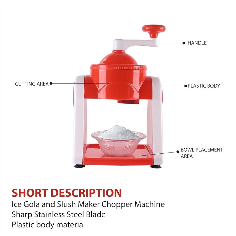 RENARSH آلة سحق الثلج المحمولة للمنزل مع 3 أوعية، 6 عصي، 1 كوب وطبق | صانع تشوسكي وسلاشي سهل الاستخدام | آلة جولا الثلجية لملذات الصيف | أبيض وأحمر - Image 5