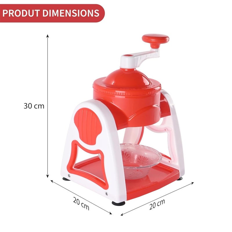 RENARSH آلة سحق الثلج المحمولة للمنزل مع 3 أوعية، 6 عصي، 1 كوب وطبق | صانع تشوسكي وسلاشي سهل الاستخدام | آلة جولا الثلجية لملذات الصيف | أبيض وأحمر - Image 3