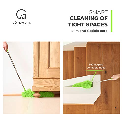 GÜTEWERK Extendable Microfiber Feather Duster, Feather Dusters for Cleaning, Ceiling Fan Dust and Cobweb Cleaner - Electrostatic Bendable Head - up to 100 Inch - Image 4