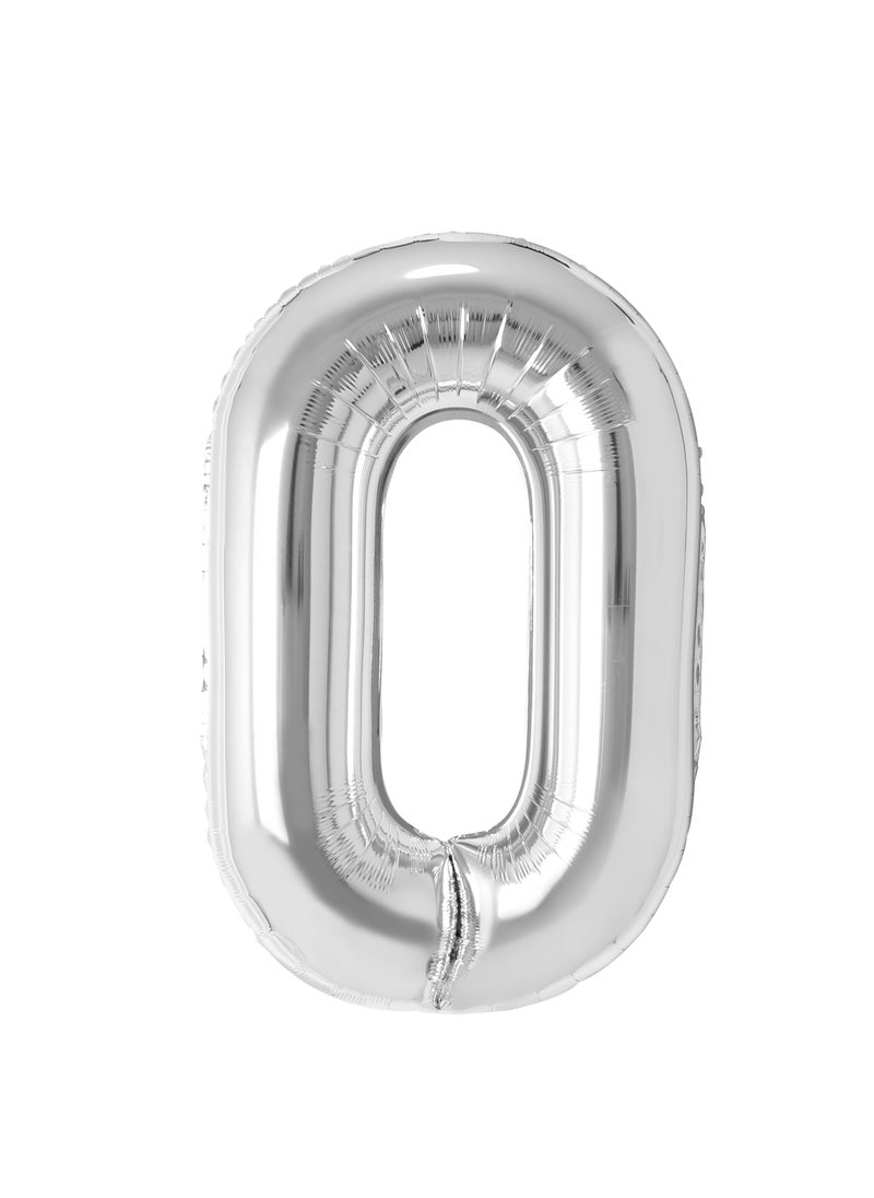 Party Zone Silver Foil Balloon Number 0 33" 