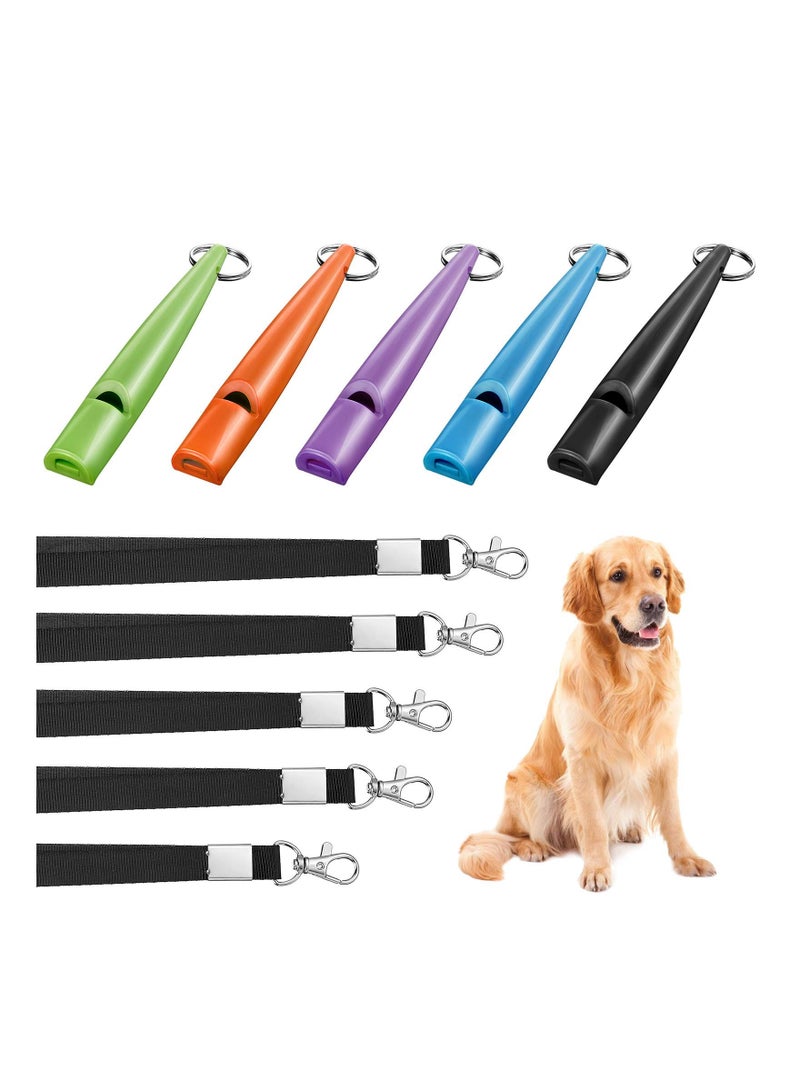 Excefore 5 Pcs High Pitch Plastic Dog Whistles for Recall Training, Dog Training Whistles with Lanyards and Key Rings  - Image 1