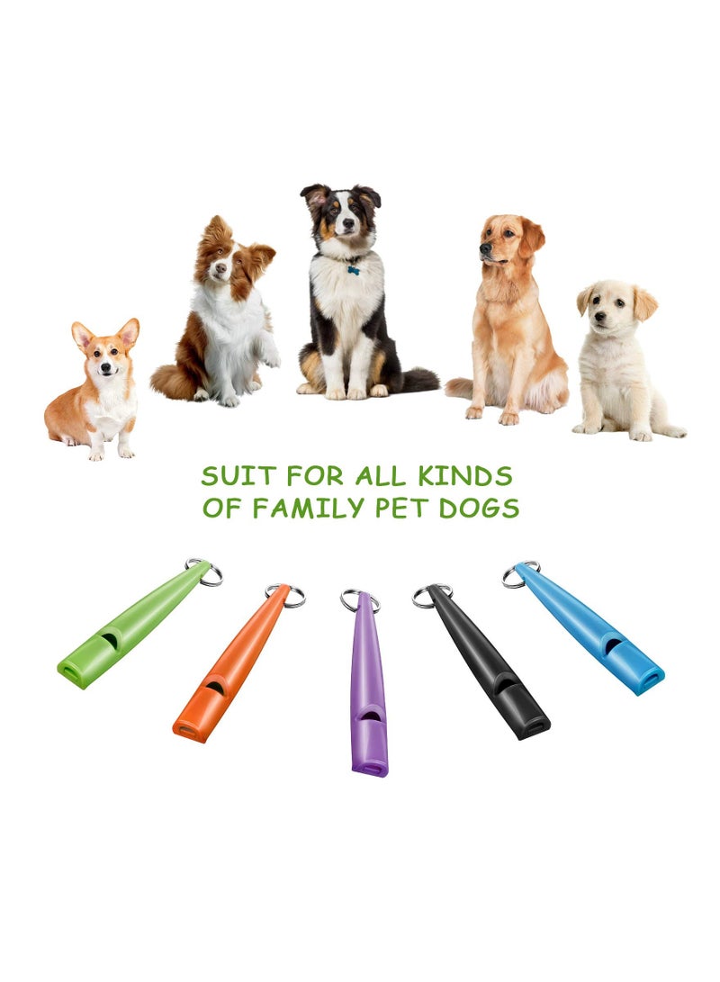 Excefore 5 Pcs High Pitch Plastic Dog Whistles for Recall Training, Dog Training Whistles with Lanyards and Key Rings  - Image 2