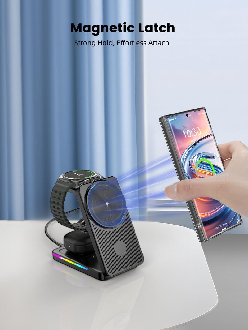NeotrixQI Wireless Charger for Samsung, 3 in 1 Charging Station for Samsung Galaxy S26 Ultra-Magnetic Samsung Watch Charger Stand, Foldable Charger for Travel Android S25/S24/Z Fold/Z Flip 7&Galaxy Buds 4 3 Pro - Image 3