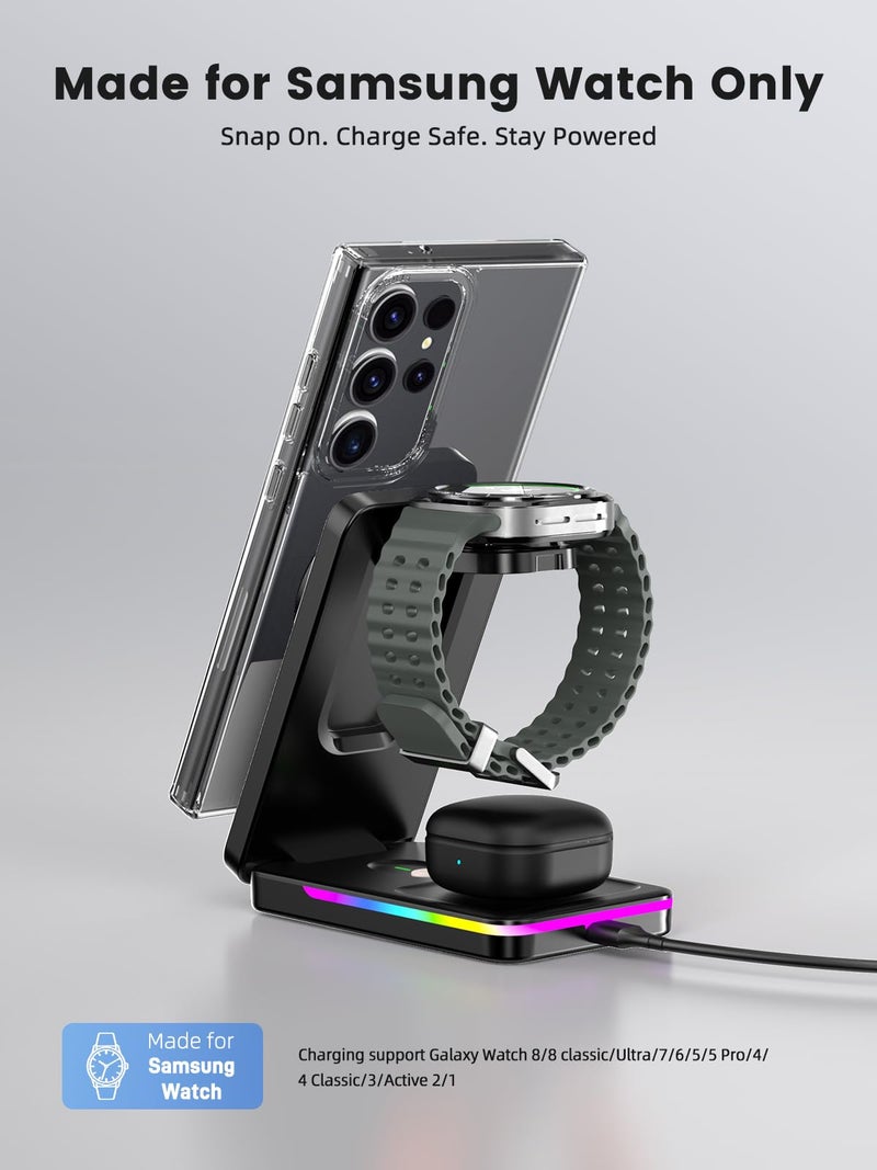 NeotrixQI Wireless Charger for Samsung, 3 in 1 Charging Station for Samsung Galaxy S26 Ultra-Magnetic Samsung Watch Charger Stand, Foldable Charger for Travel Android S25/S24/Z Fold/Z Flip 7&Galaxy Buds 4 3 Pro - Image 2