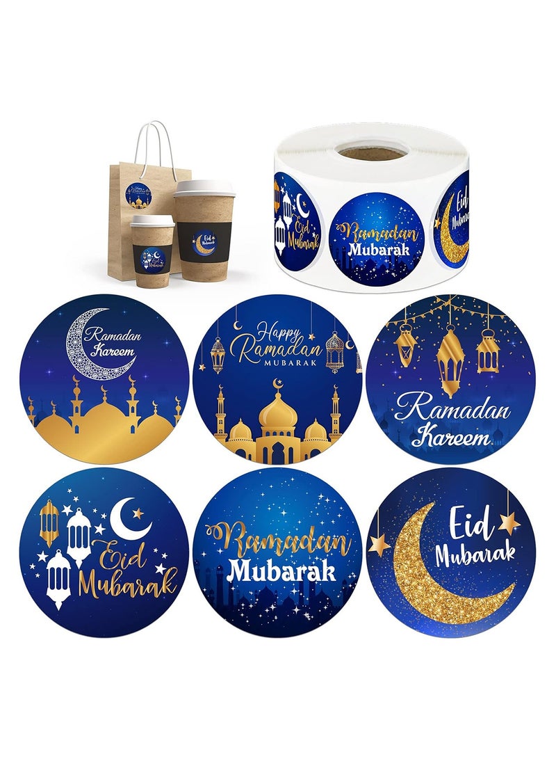 500Pcs Ramadan Kareem Stickers, Eid Mubarak Party Small Round Candy Stickers, Islamic Muslim Decoration Ramadan Kareem Labels for Eid Party Decorations Ramadan Party Supplies,6 Design - Image 1