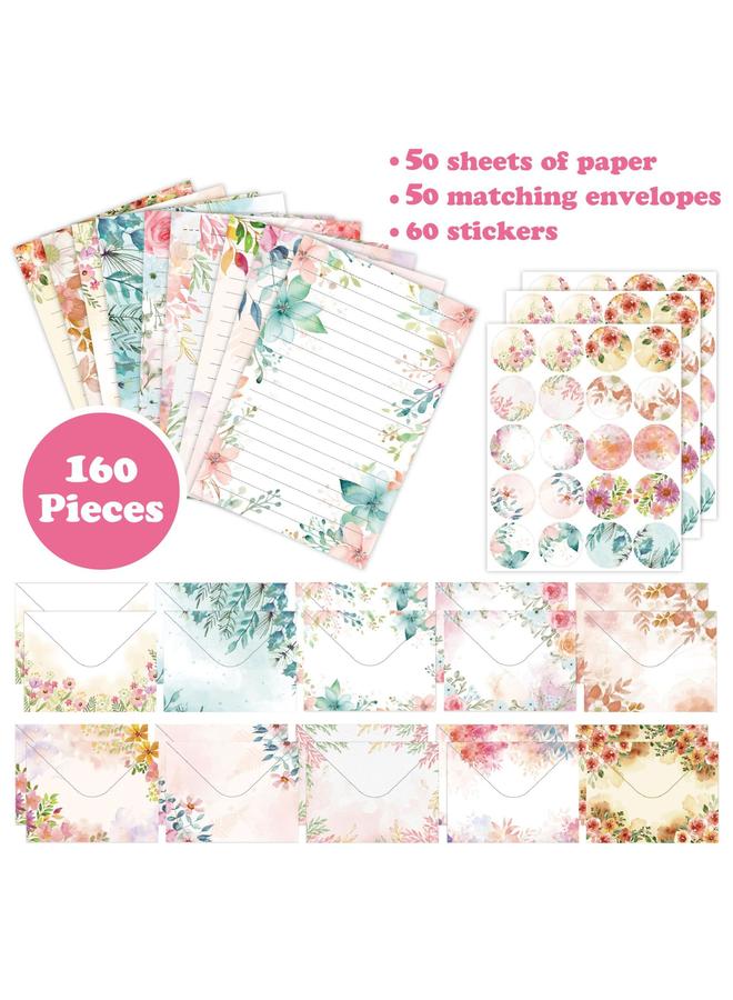 Bluejw Envelope 160 Pieces Flower Watercolor Ins Simple Creative High Sense Gift Invitation Envelope Letter Paper Suit - Image 3