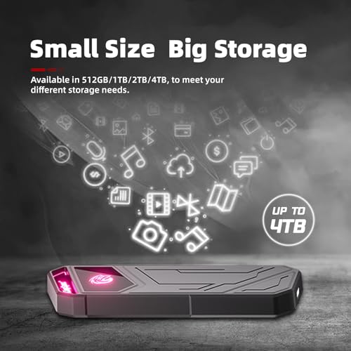 KingSpec Z5 2TB SSD خارجي - 2100MB/s، أقراص صلبة ثابتة محمولة مع إضاءة RGB، هيكل من سبيكة الزنك، واجهة USB 3.2 Gen2x2، متوافق مع الهاتف المحمول/PS4/اللابتوب/التلفزيون/الكمبيوتر (2TB) - Image 5