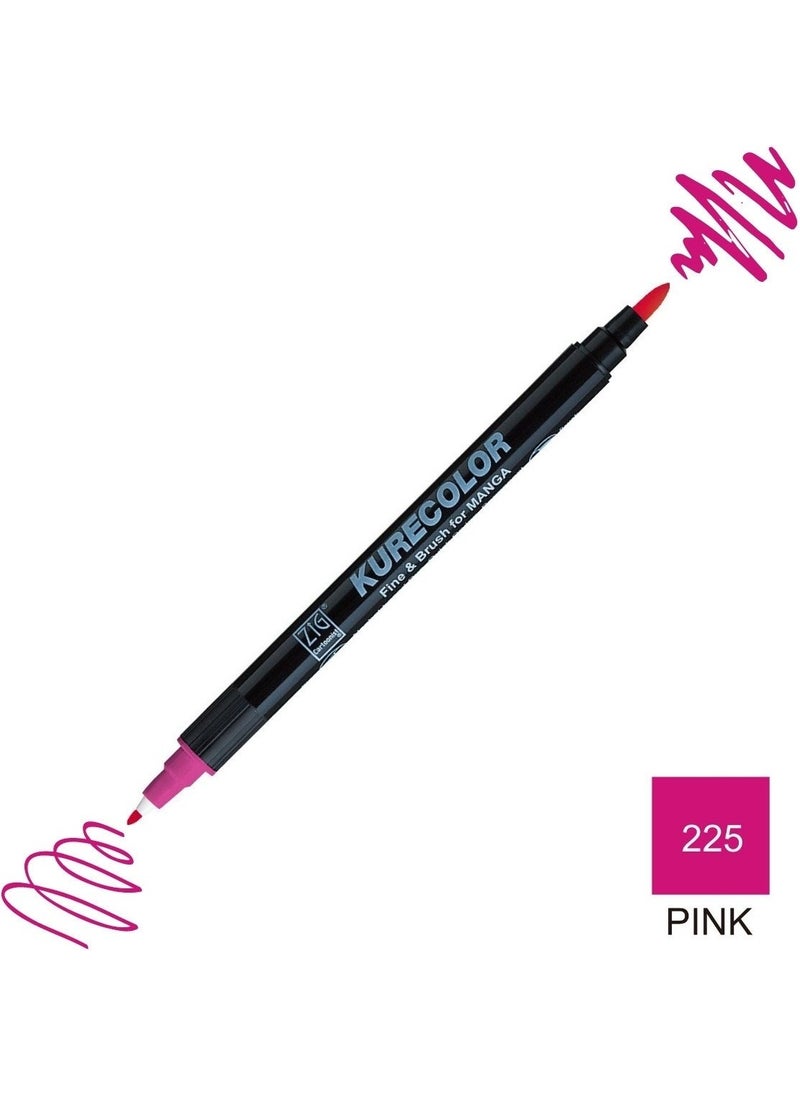 Zig Kurecolor Mangaka Fine&brush Double-Sided Pen CNKC-2200 No 225 Pink  - Image 5