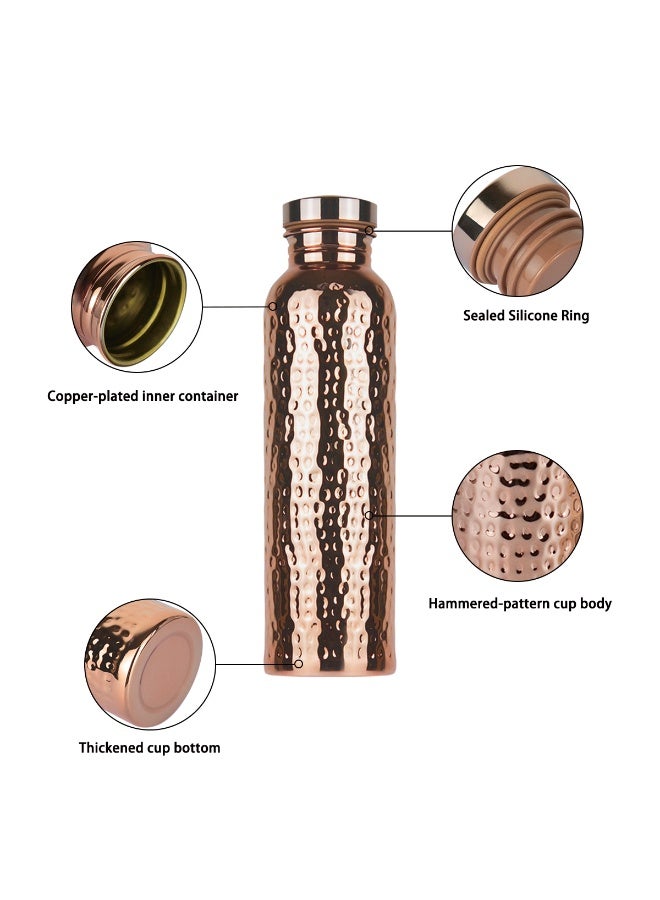 Copper Water Bottle - 800ML Extra Large - A Hammered Ayurvedic Pure Copper Vessel For Drinking - Drink More Water, Lower Your Sugar Intake And Enjoy The Health Benefits Immediately - Image 3