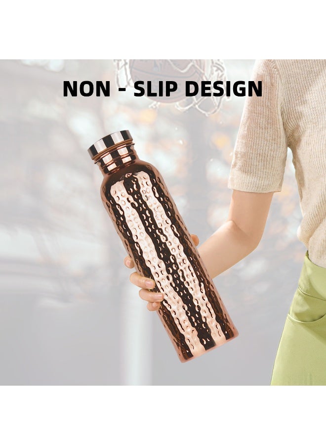 Copper Water Bottle - 800ML Extra Large - A Hammered Ayurvedic Pure Copper Vessel For Drinking - Drink More Water, Lower Your Sugar Intake And Enjoy The Health Benefits Immediately - Image 4