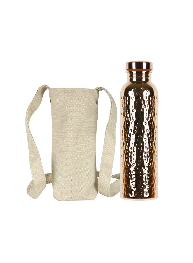 Copper Water Bottle - 800ML Extra Large - A Hammered Ayurvedic Pure Copper Vessel For Drinking - Drink More Water, Lower Your Sugar Intake And Enjoy The Health Benefits Immediately - Image 1