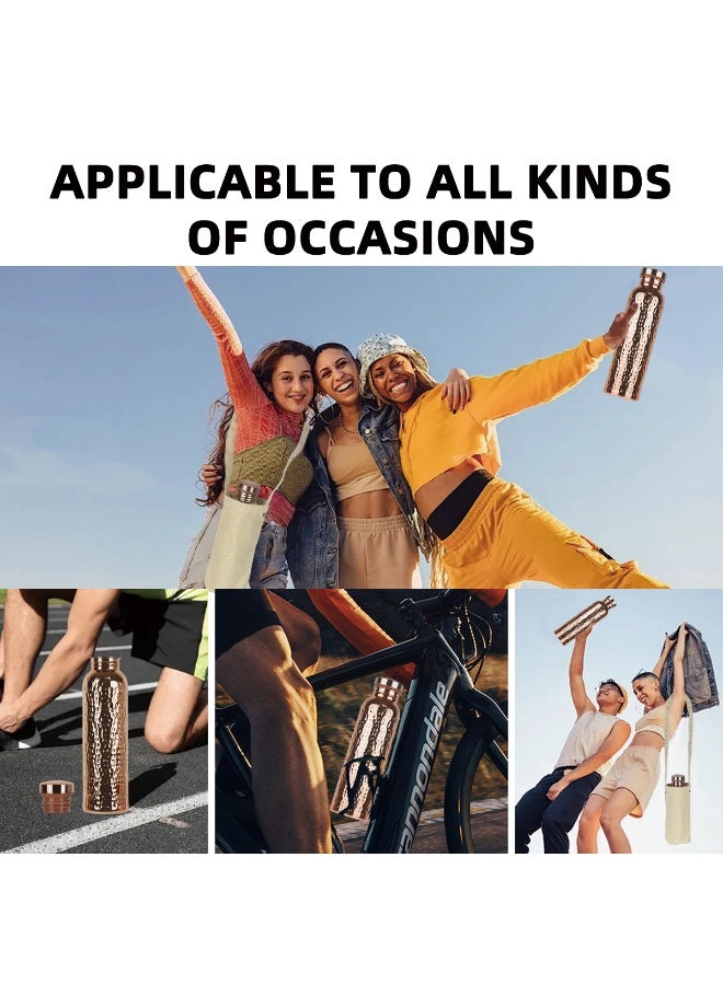 Copper Water Bottle - 800ML Extra Large - A Hammered Ayurvedic Pure Copper Vessel For Drinking - Drink More Water, Lower Your Sugar Intake And Enjoy The Health Benefits Immediately - Image 5