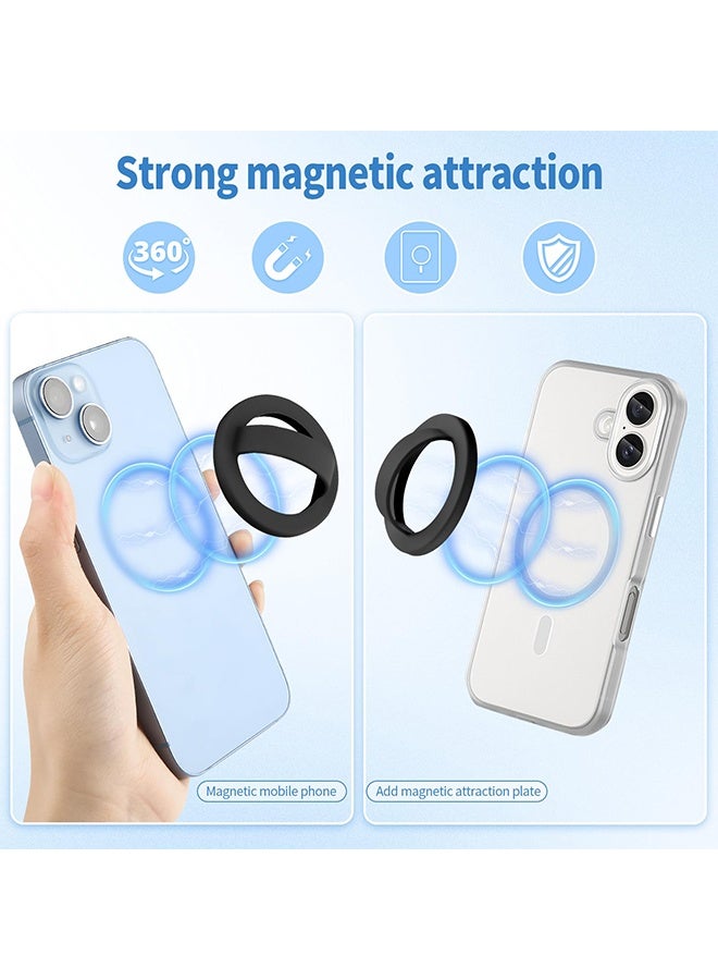 2 Pcs Reusable Silicone Magnetic Phone Finger Loop Grip, MagSafe Compatible Phone Holder Strap, Easy to Install and Remove, Compatible with iPhone 16/15/14/13/12 Series, Black and White - Image 4