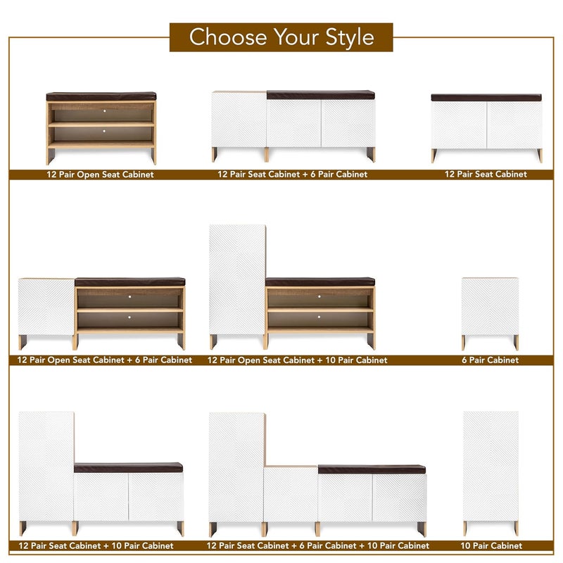 Rocco Rocco Trudo Modular Shoe Cabinet 12 Pair Seat Cabinet White Engineered Wood  - Image 4