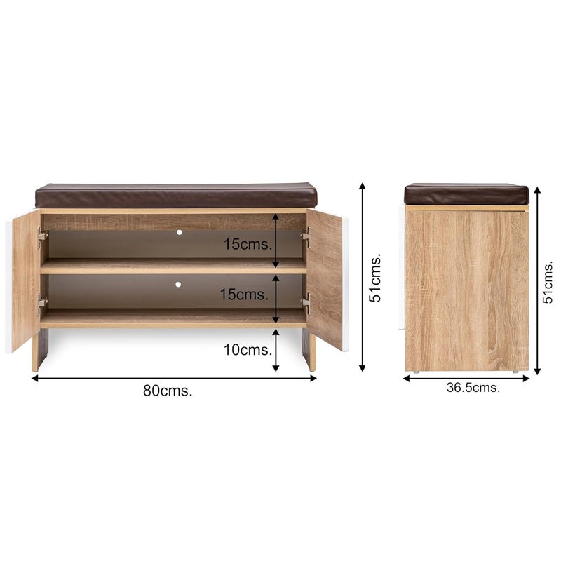 Rocco Rocco Trudo Modular Shoe Cabinet 12 Pair Seat Cabinet White Engineered Wood  - Image 2