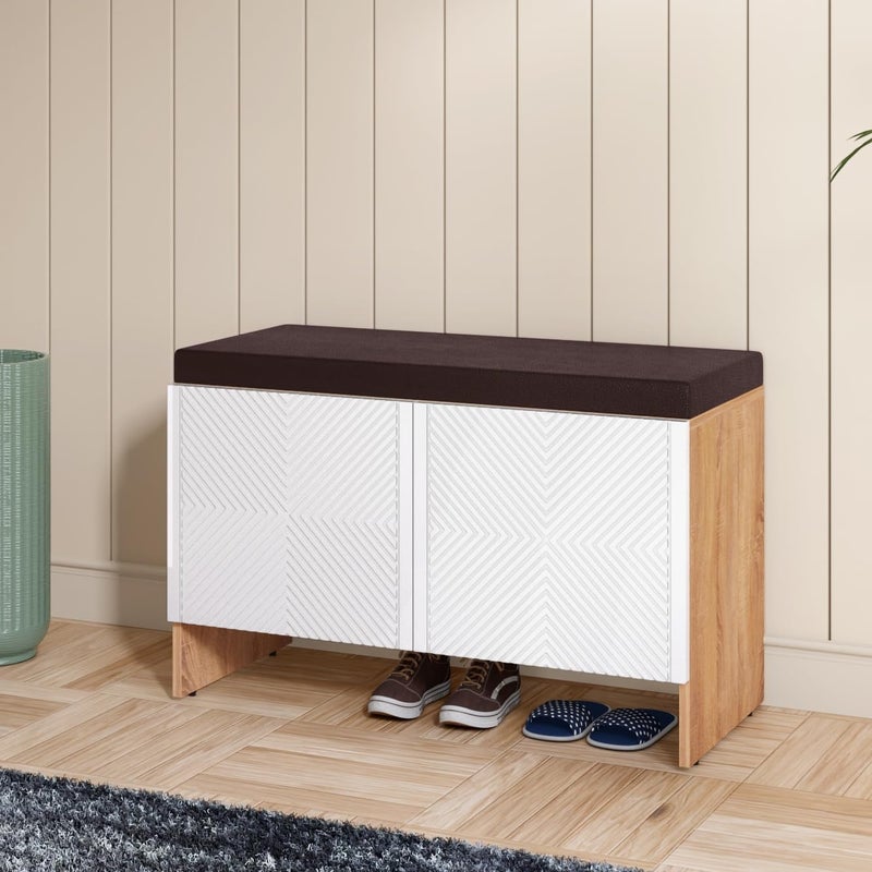 Rocco Rocco Trudo Modular Shoe Cabinet 12 Pair Seat Cabinet White Engineered Wood  - Image 1