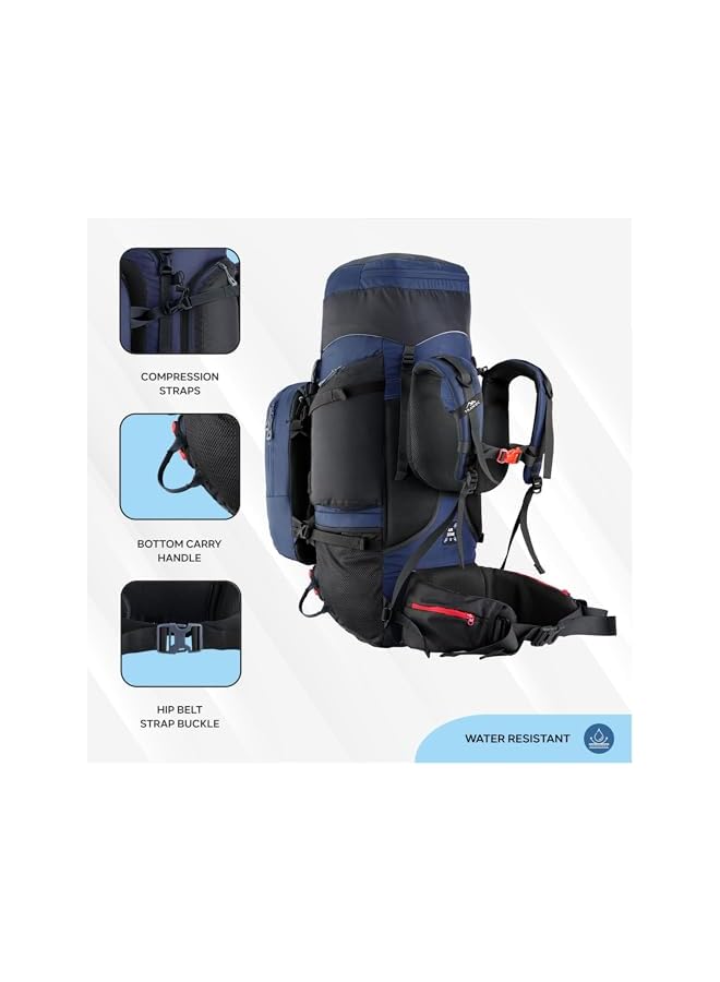 Trawoc حقيبة ظهر غلوبتروتر 80 لتر (70+10) بإطار معدني وألياف داخلي للرجال والنساء للتنزه، والتخييم، والسفر مع حقيبة نهارية قابلة للفصل، وغطاء مطري، وحيز للأحذية. - Image 5