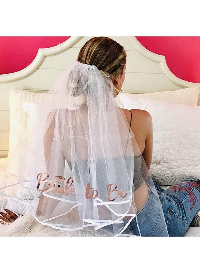 Delphinus Bride to Be Set, 3pack Bride to Be Sash & Headband Tiara & Shoulder Length Veil Bachelorette Party Supplies Bridal Shower Decoration Accessories - Image 5