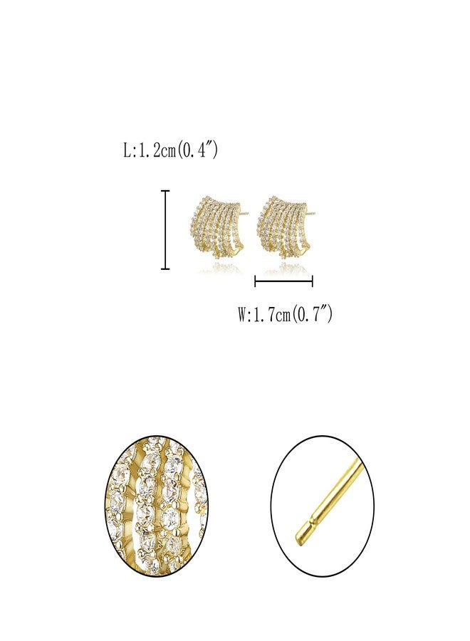 FANZE Dainty Cubic Zirconia Stud Earrings, Claw Earring, Gold Huggie Ear for Women for Women Trendy Jewelry Gift - Image 4