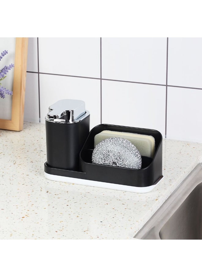 DANUBE HOME Danube Home Danube Essential Soap Dispenser With Sponge Holder 21.5X11X13.5 Cm | Abs Soap Dispenser | Bath Accessories For Bathroom Home - Black 