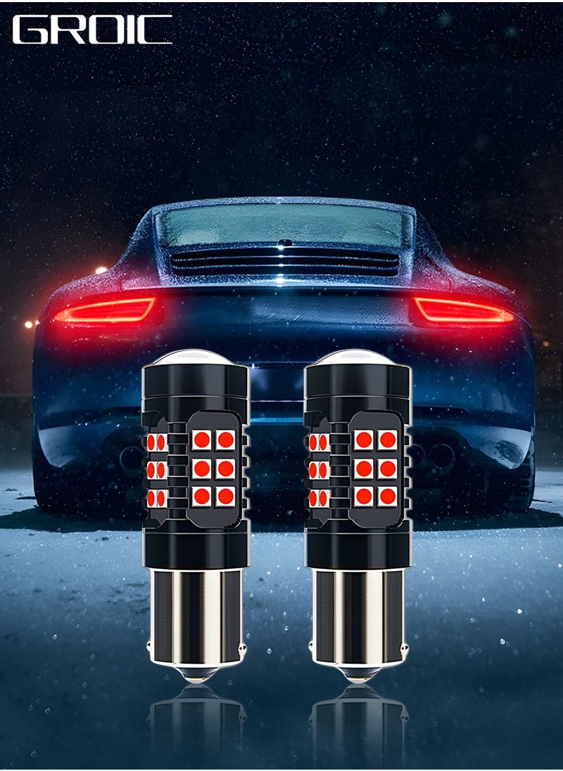 GROIC - 2PCS 1156 BAU15S LED Bulb Red Super Bright 27x3030SMD Chips LED Lamp for Back Up/Reverse,Brake/Tail,Turn Signal/Parking,Running Lights - Image 1