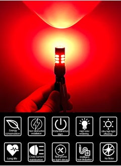 GROIC 2PCS 1156 BAU15S LED Bulb Red Super Bright 27x3030SMD Chips LED Lamp for Back Up/Reverse,Brake/Tail,Turn Signal/Parking,Running Lights  - Image 5