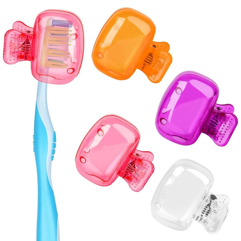 RRJ 4Pcs Toothbrush Cap Hygiene Dustproof Cap Clip Travel Toothbrush Head Protector Cap Universal 1.8'' Toothbrush Cap for Kids Toothbrush - Image 1