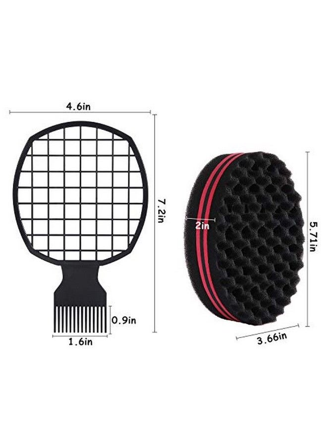 Leinuosen 2 Pieces Afro Twist Hair Comb With Twist Wave Barber Tool Twist Brush Curl Comb Twist Hair Sponge Twist Wave Curl Brush Comb Twist Hair Coils Comb For L Hair (Black)  - Image 5