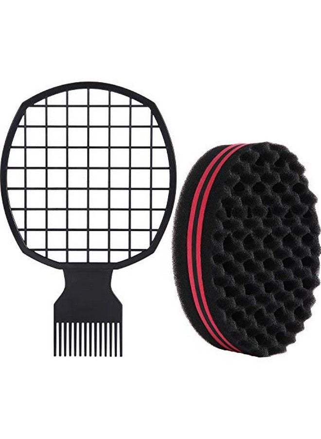 Leinuosen 2 Pieces Afro Twist Hair Comb With Twist Wave Barber Tool Twist Brush Curl Comb Twist Hair Sponge Twist Wave Curl Brush Comb Twist Hair Coils Comb For L Hair (Black)  - Image 2