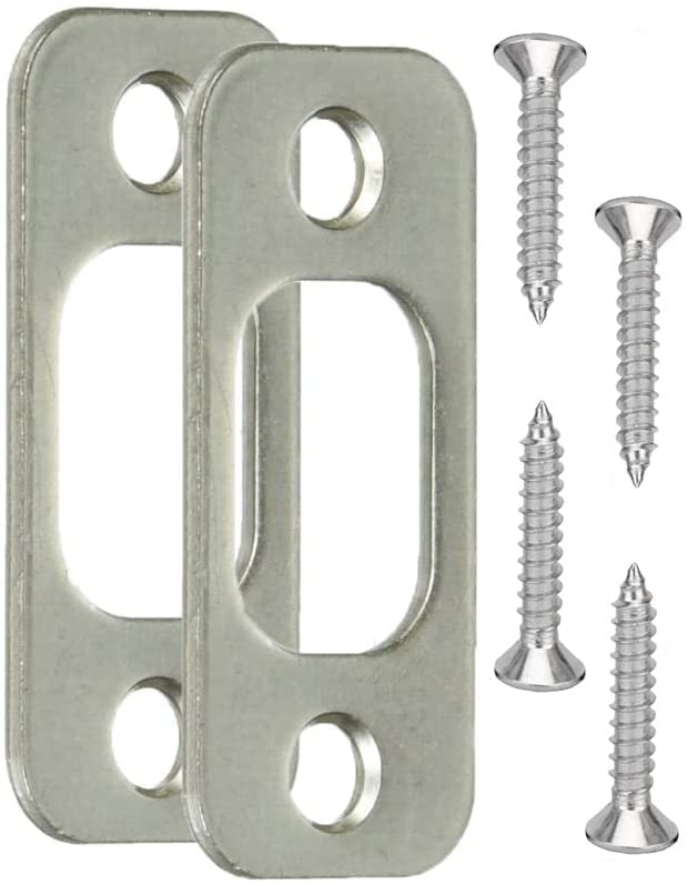 JIOTAR Satin Brushed Nickel Deadbolt Strike Plate Door Backplate 1" x 2 1/4" Round Corner 2-Pack - Image 5