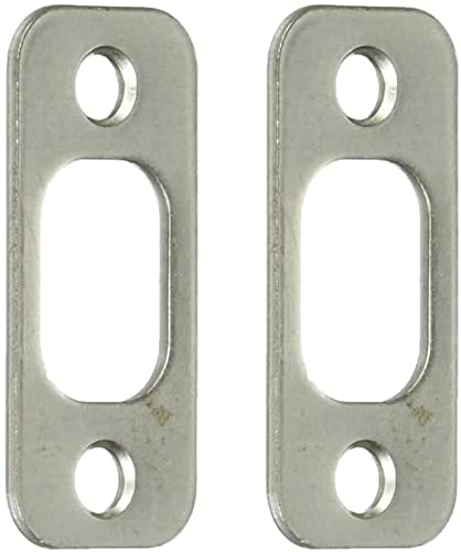JIOTAR Satin Brushed Nickel Deadbolt Strike Plate Door Backplate 1" x 2 1/4" Round Corner 2-Pack - Image 3