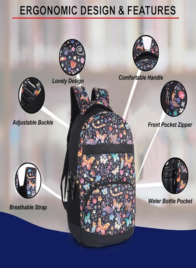 Half Moon 35L Bliss College School Bag For Girls, Backpack For Women, Water Resistant 4 Zips Stylish And Trendy College Backpacks For Girls (Black), Multicolour - Image 2